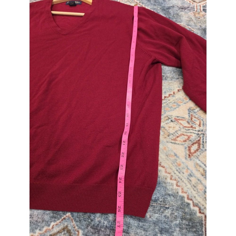 Brooks Brothers Mens Sweater Lot XL Merino Wool V Neck Red Gray Pullover - Picture 4 of 9